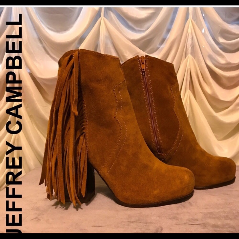 Jeffrey Campbell Suede Fringe Boots 9.5